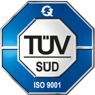 TÜV SÜD ISO 9001 Quality Management System certification emblem for excellence in quality assurance standards.